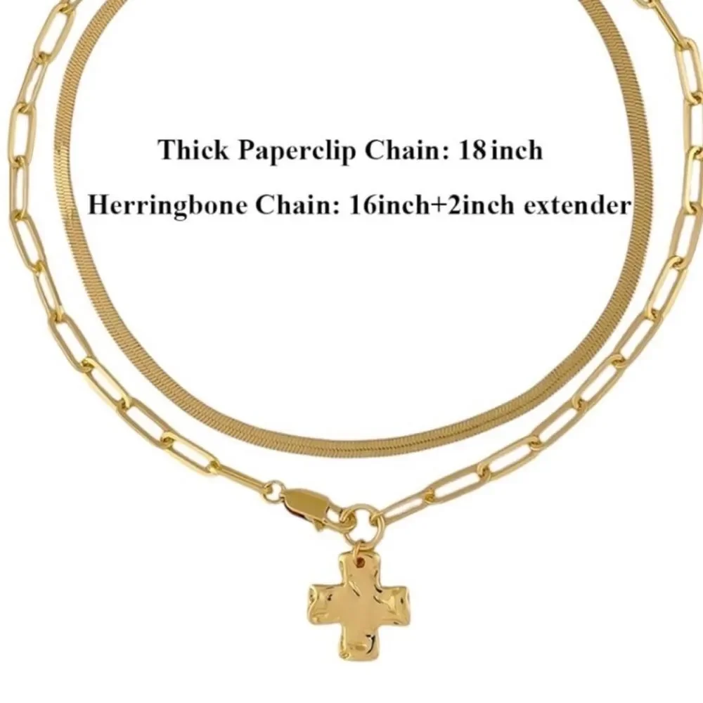 NEW 14k Gold Plated Gold Cross Pendant Necklace